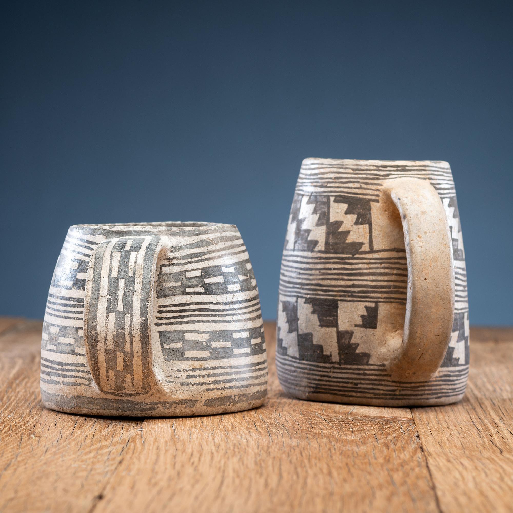 Mesa Verde, Black-on-White Pottery Mugs