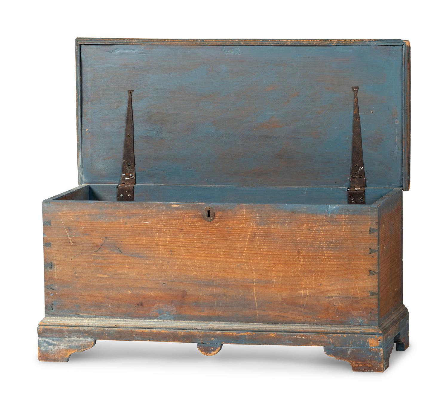 A Chippendale Blue-Painted Pine Blanket Chest