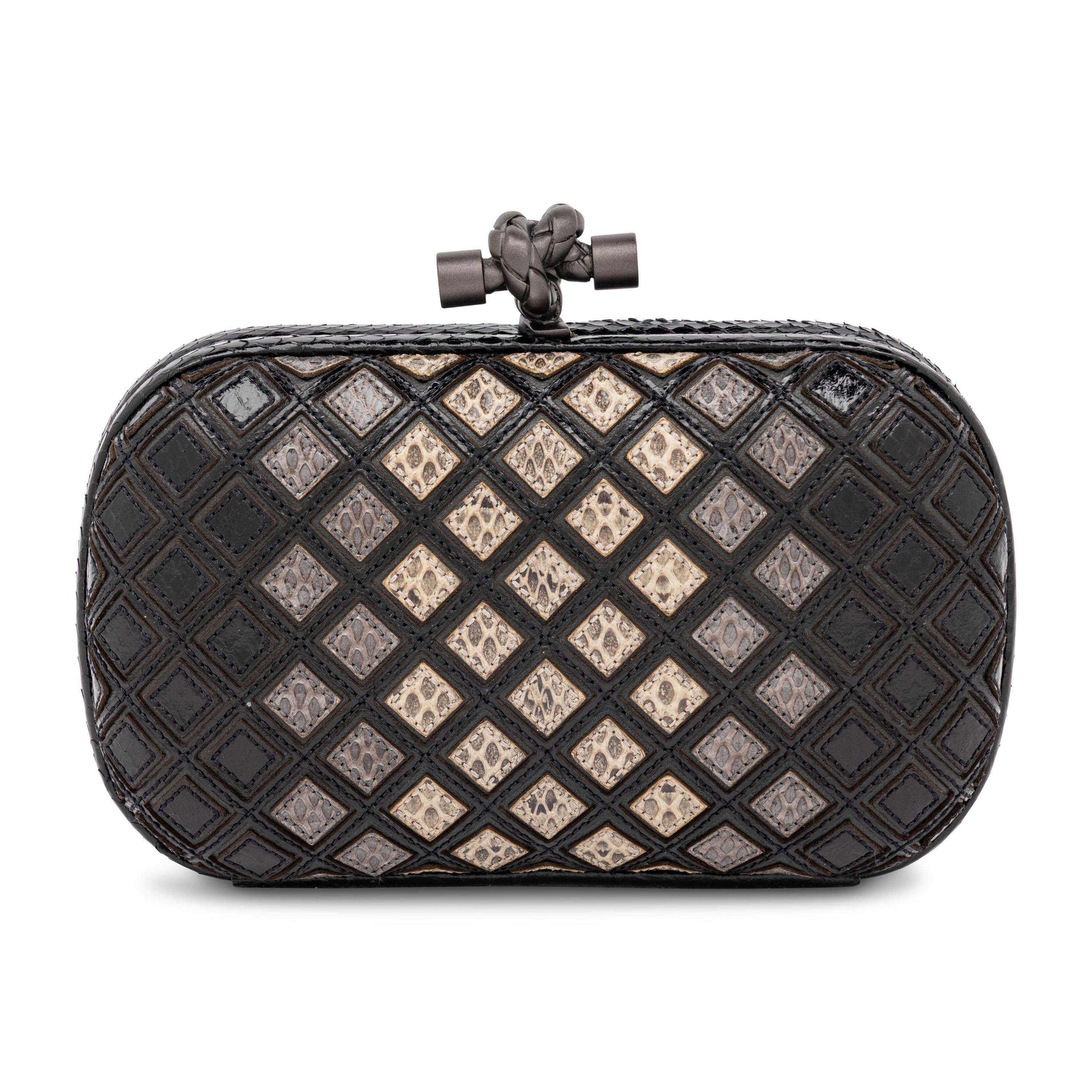 Bottega Veneta, Knot Clutch in Snakeskin & Leather