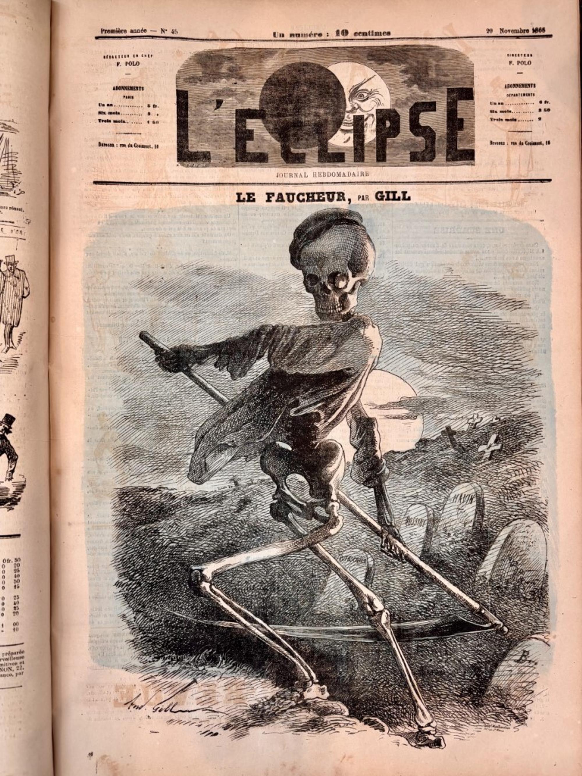 L'Eclipse Satirical Weekly Journal Bound in 3 Folios, Illustrations by Andre Gill