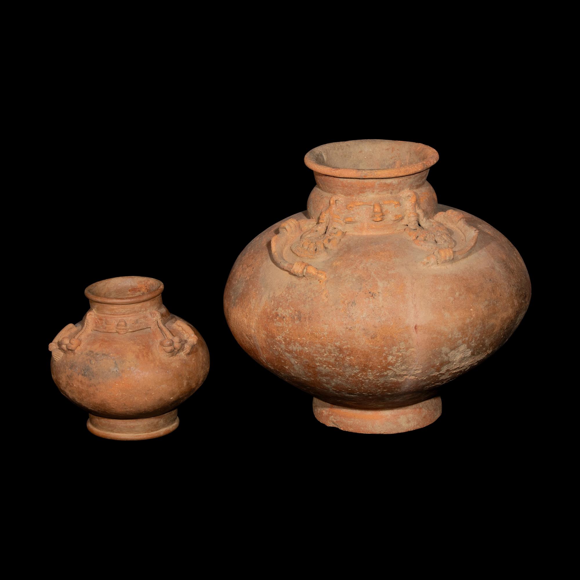 Two Tairona Redware Anthropomorphic Burial Urns