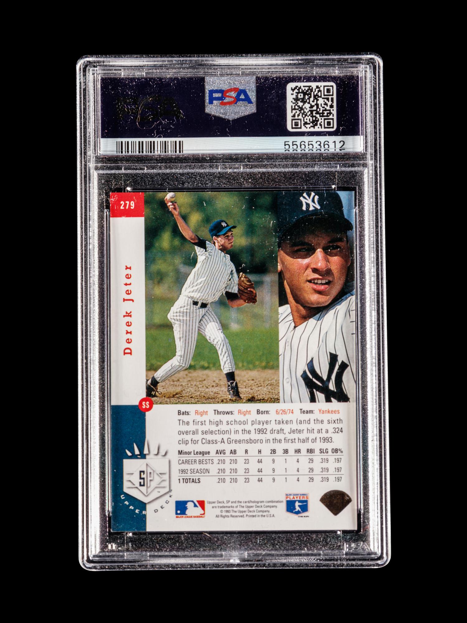 A 1993 Upper Deck SP Foil Derek Jeter Rookie Baseball Card No. 279, PSA 6 EX-MT
