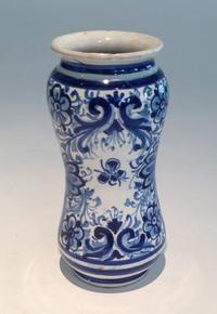 A Continental Blue and White Porcelain Vase Height 8 1/4 inches.