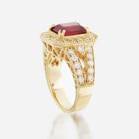 A ruby, diamond, and gold ring