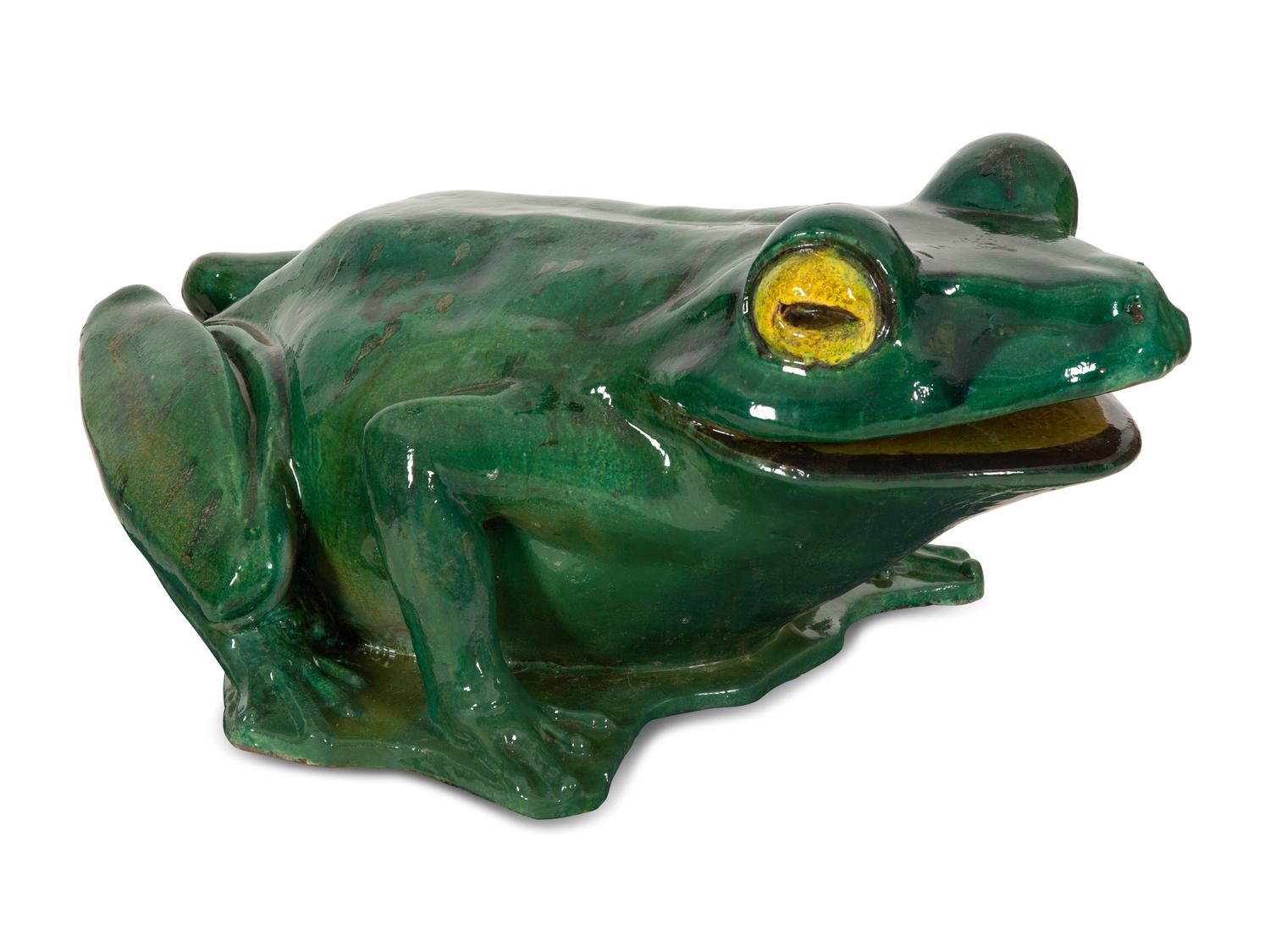 A Green Glazed Ceramic Model of a Frog — 20th Century