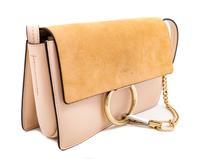 A Chloe Cement Pink Faye Small Shoulder Bag, 6.3" H x 9.4" W x 3.5" D; Strap drop: 20.1"-22.4".
