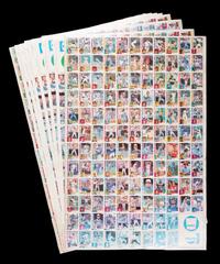 A Group of Eight Uncut Sheets of 1984 Topps 7-Eleven Baseball Cards