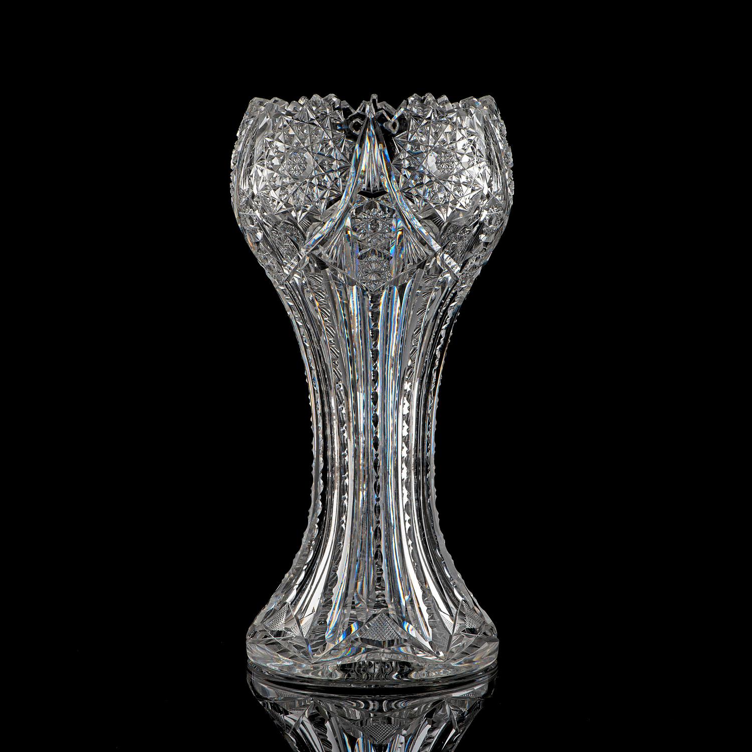 A Brilliant-Period Cut Glass Tulip-Form Vase, Possibly by Strauss