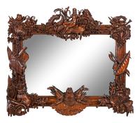 A Continental Carved Mahogany Mirror of Naval Interest