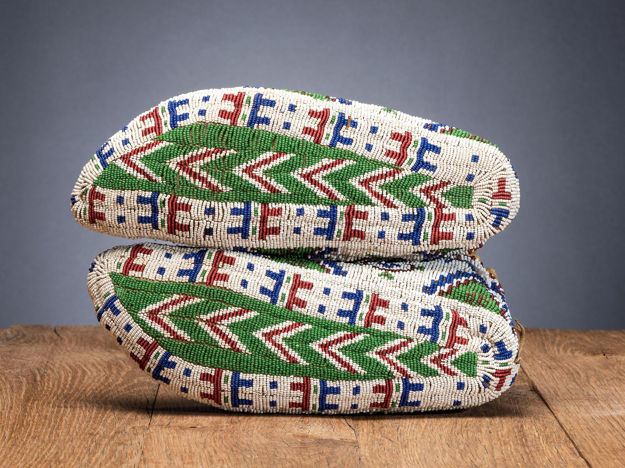 Sioux Fully Beaded Buffalo Hide Moccasins