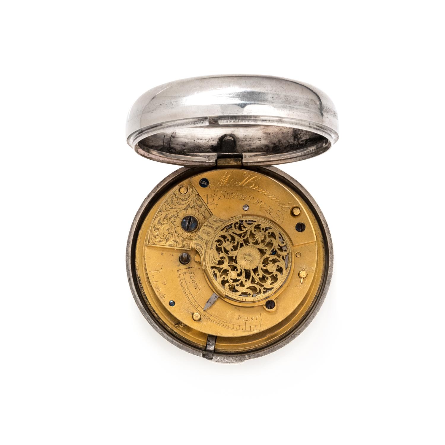 BRITISH, STERLING SILVER OPEN FACE POCKET WATCH