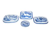 A Group Four Canton Blue and White Porcelain Lids