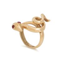 YELLOW GOLD AND RUBY SNAKE RING