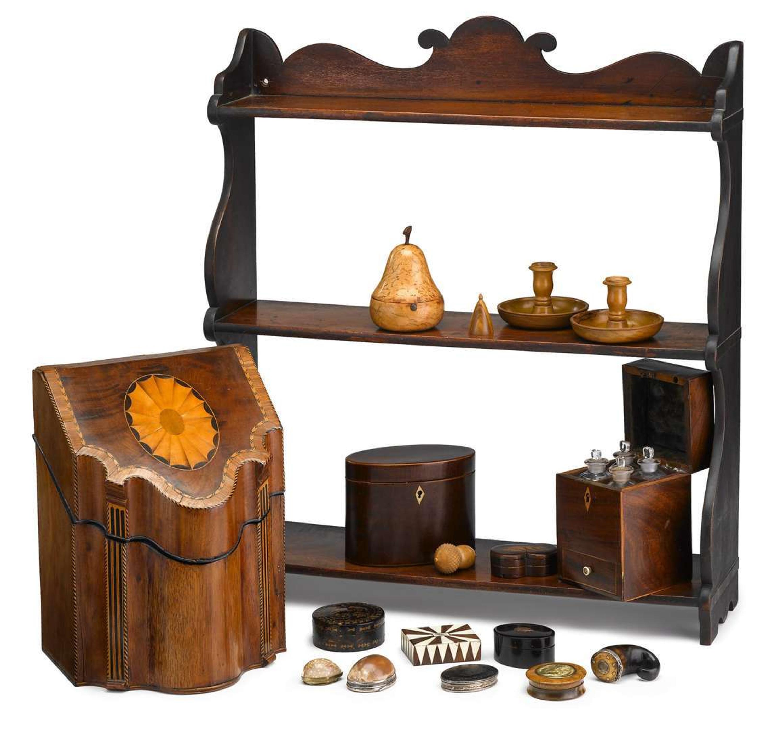 Two small mahogany hanging wall shelves 19th century