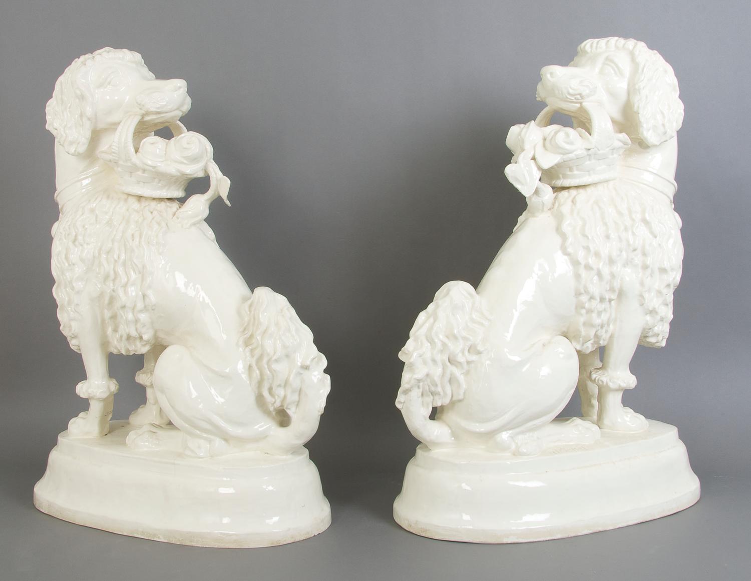 A Pair of German Blanc de Chine Sculptures, Meisel, Height 24 1/2 inches.
