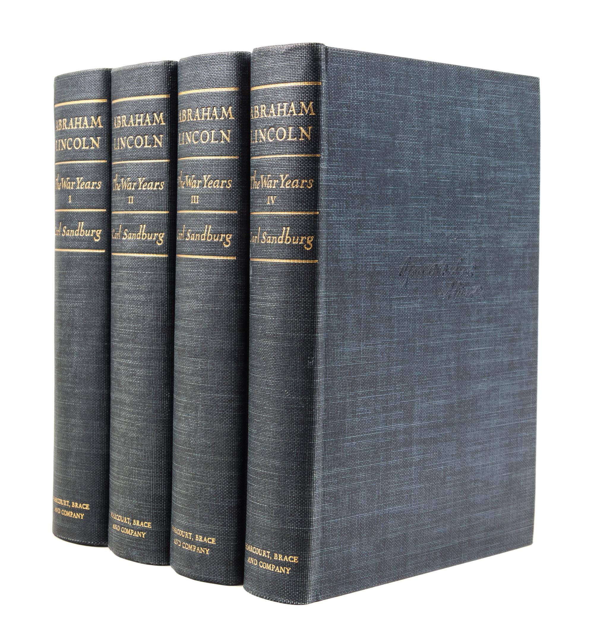 (LINCOLN, ABRAHAM) SANDBURG, CARL. Abraham Lincoln: The War Years. New York, (1939). 4 vols. First edition, signed.