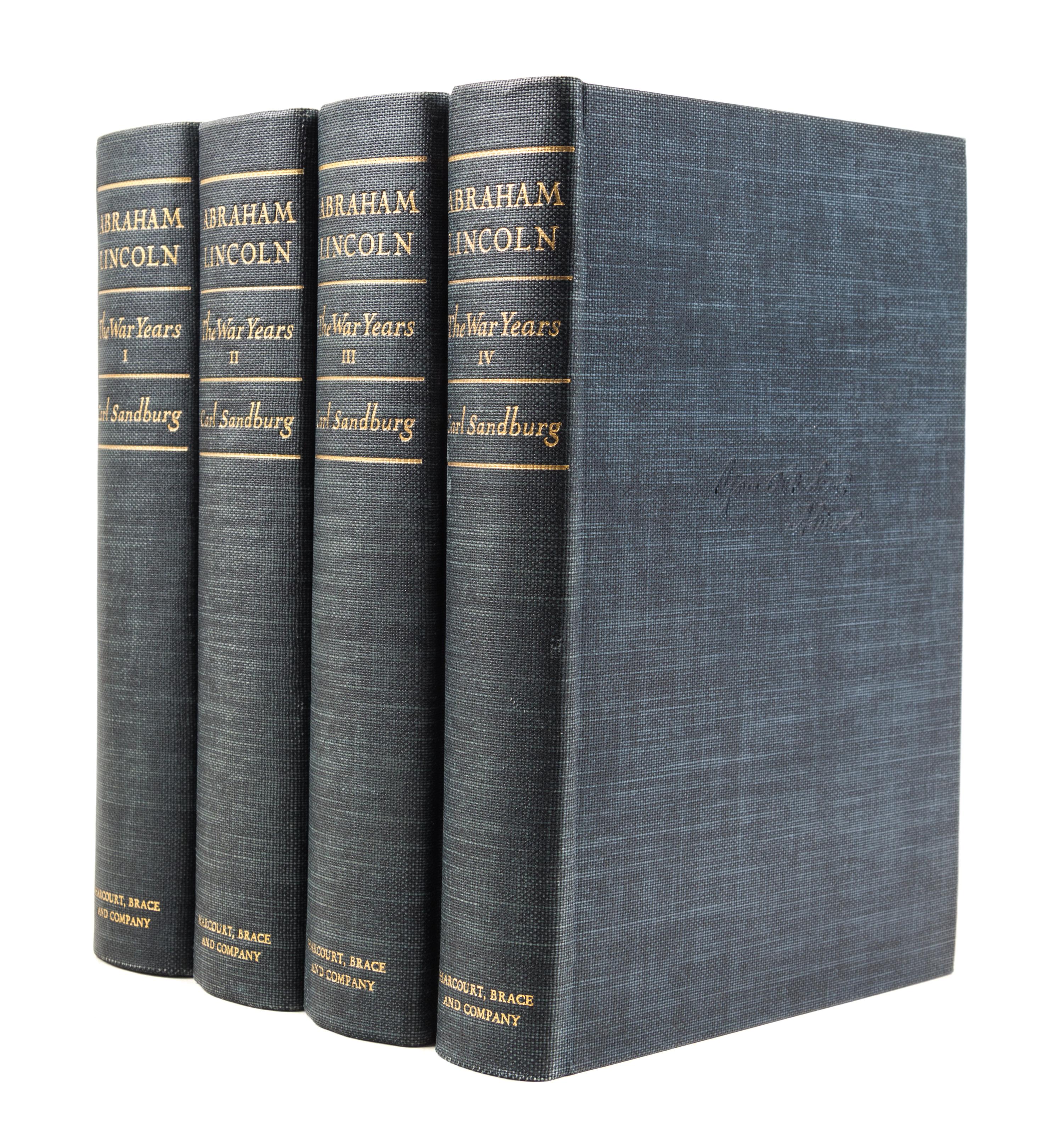 (LINCOLN, ABRAHAM) SANDBURG, CARL. Abraham Lincoln: The War Years. New York, (1939). 4 vols. First edition, signed.