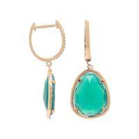 Chrysoprase, Diamond, and Yellow Gold Earrings