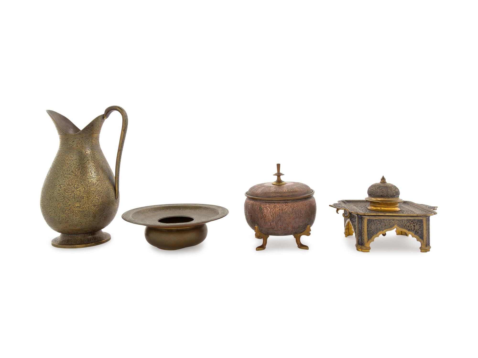 A Group of Four Veneto-Saracenic Metal Items
