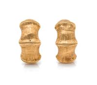 A Pair of 14 Karat Yellow Gold Bamboo Motif Earclips, 7.20 dwts.