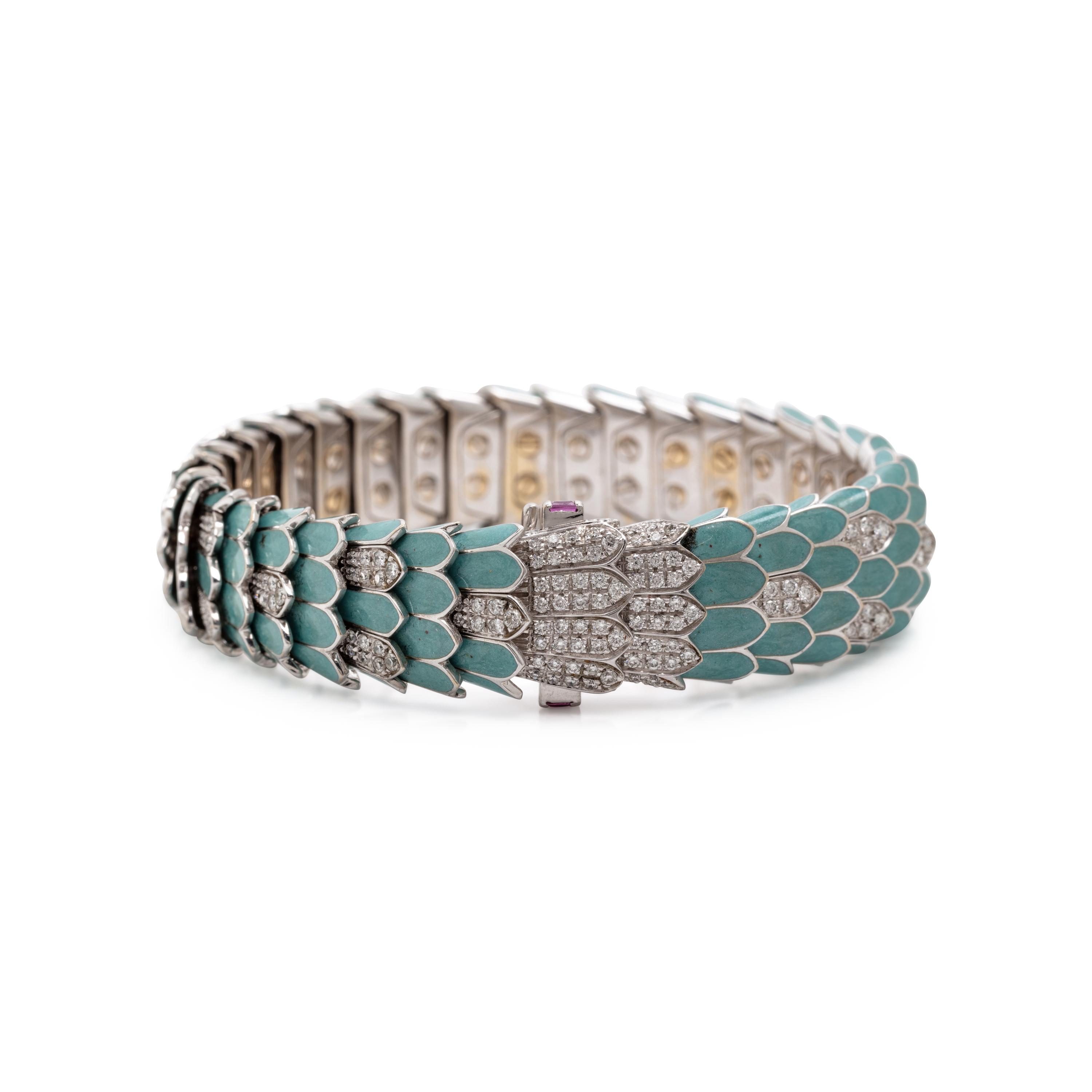 Roberto Coin, Enamel, Diamond, and White Gold 'Animalier' Bracelet and Ring