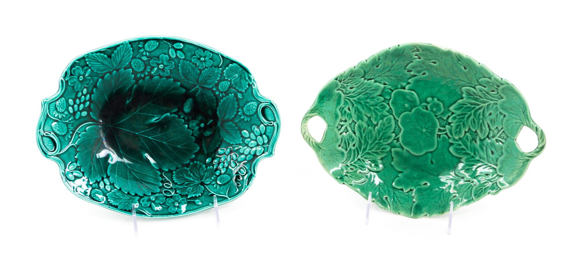 Two Majolica Dishes Width of wider 11 inches. — 19TH CENTURY