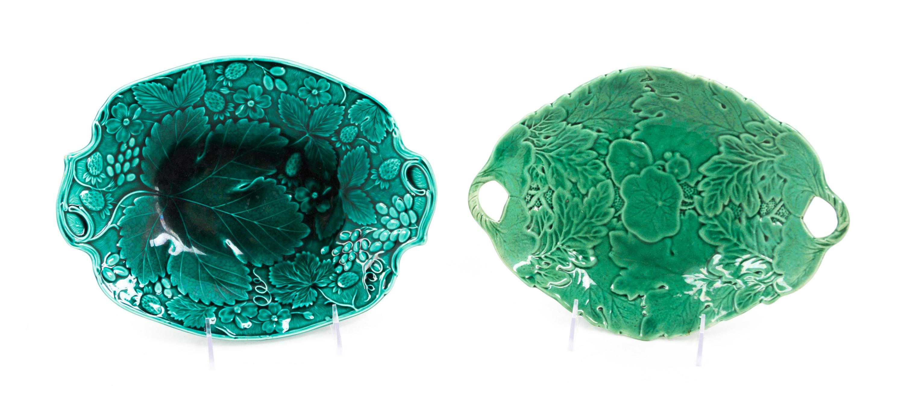 Two Majolica Dishes Width of wider 11 inches. — 19TH CENTURY