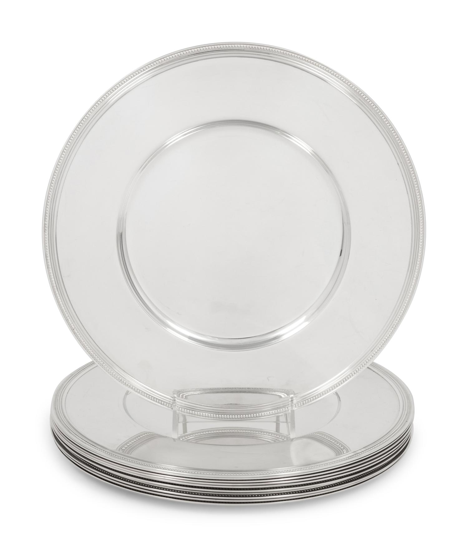 A Set of Ten Christofle Silver-Plate Chargers