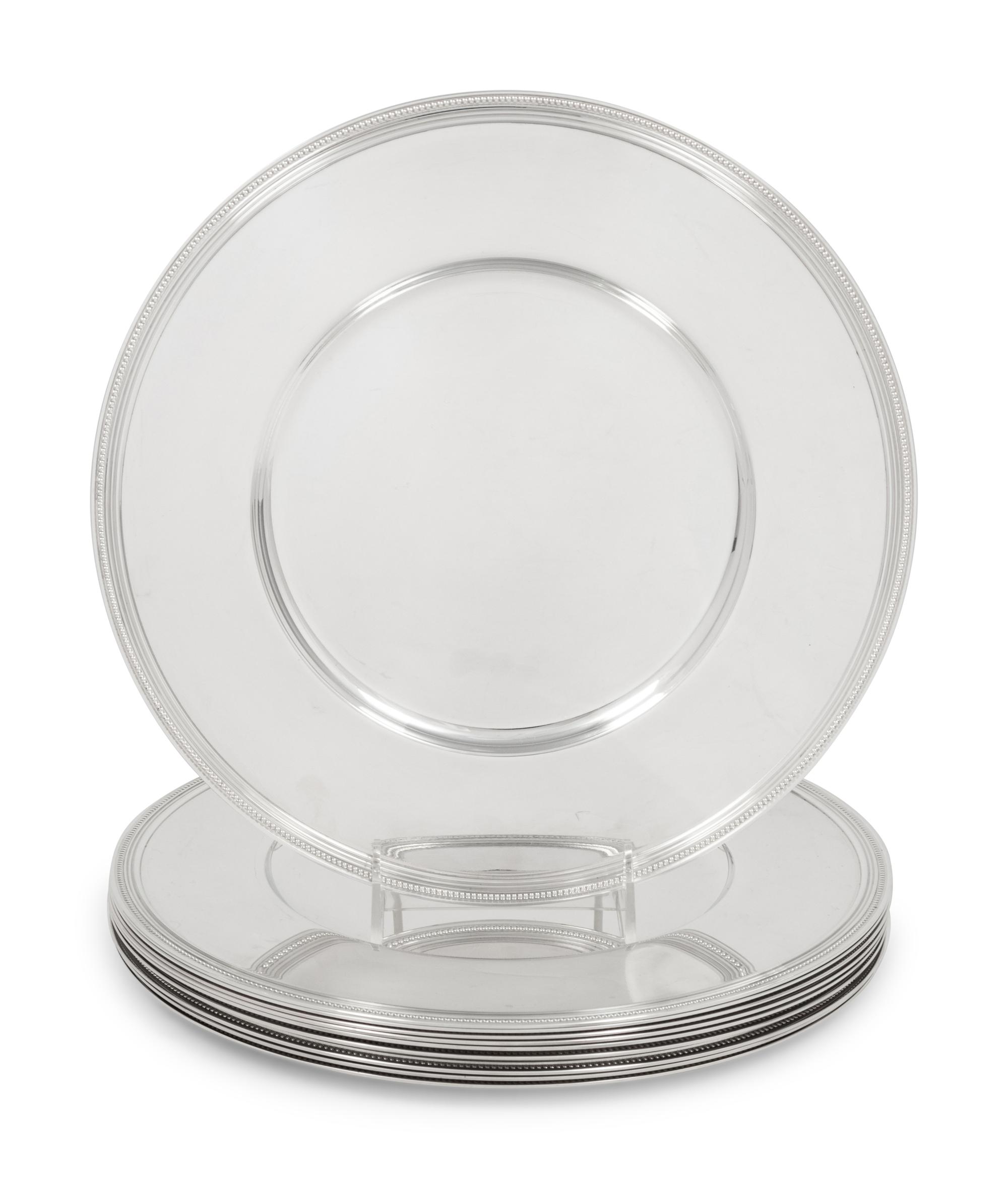 A Set of Ten Christofle Silver-Plate Chargers
