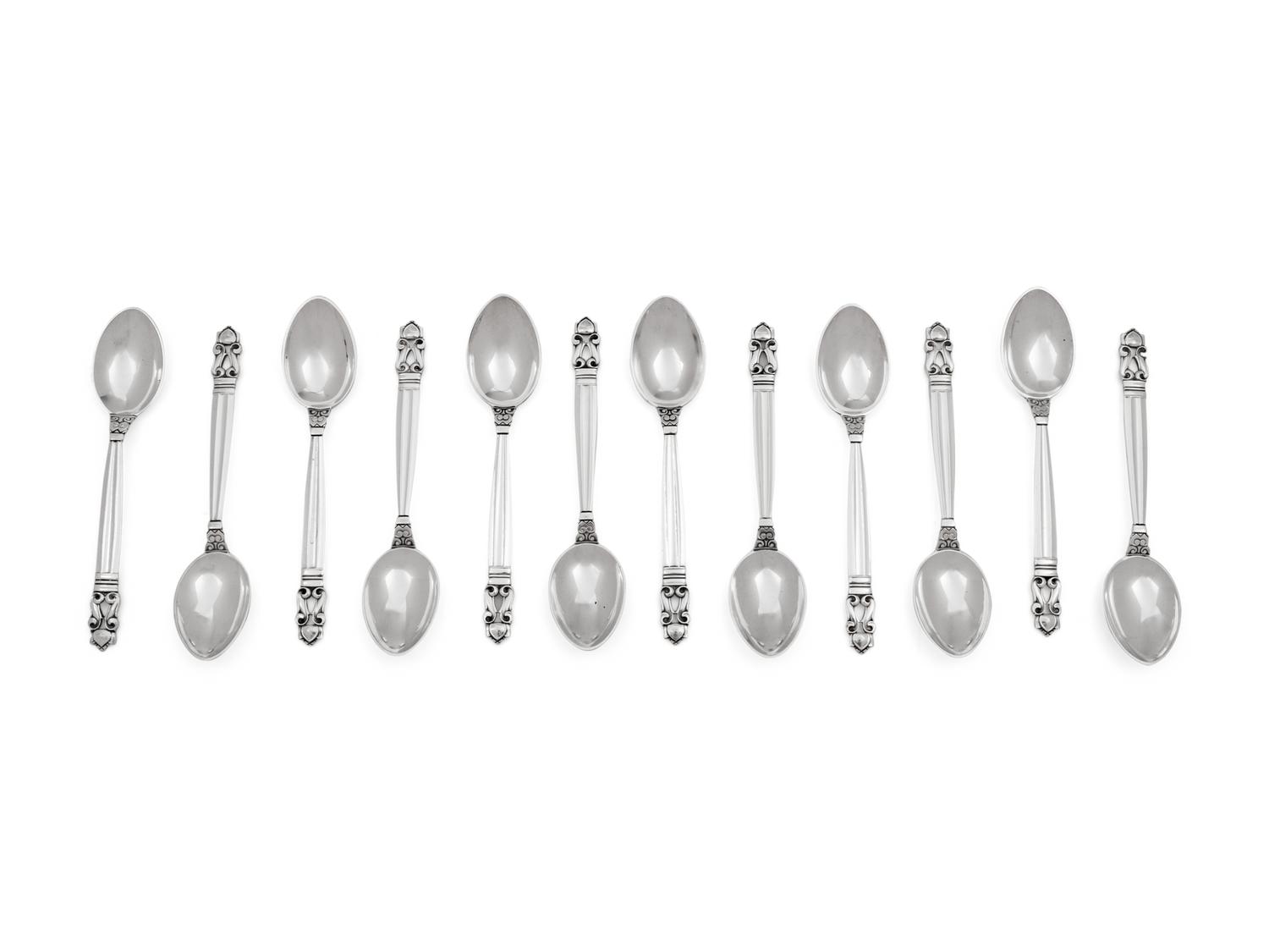 A Set of Twelve Georg Jensen Silver Coffee Spoons