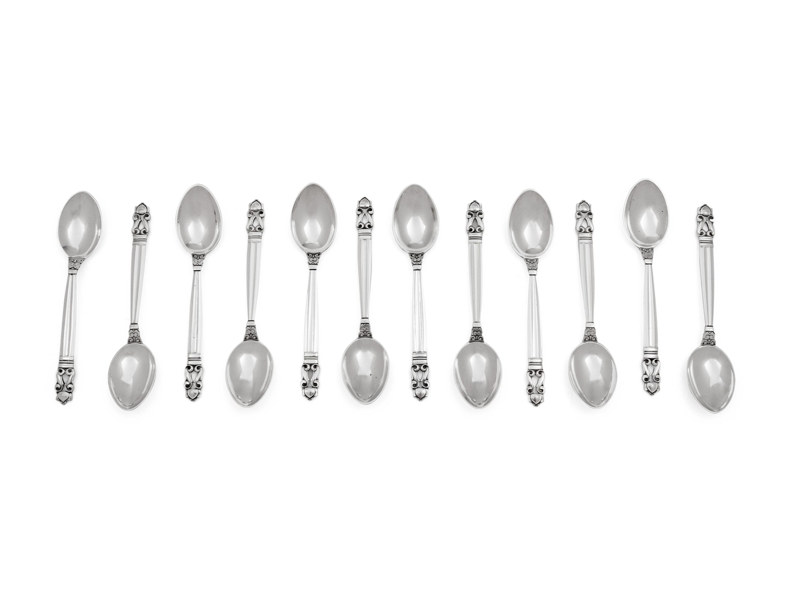 A Set of Twelve Georg Jensen Silver Coffee Spoons