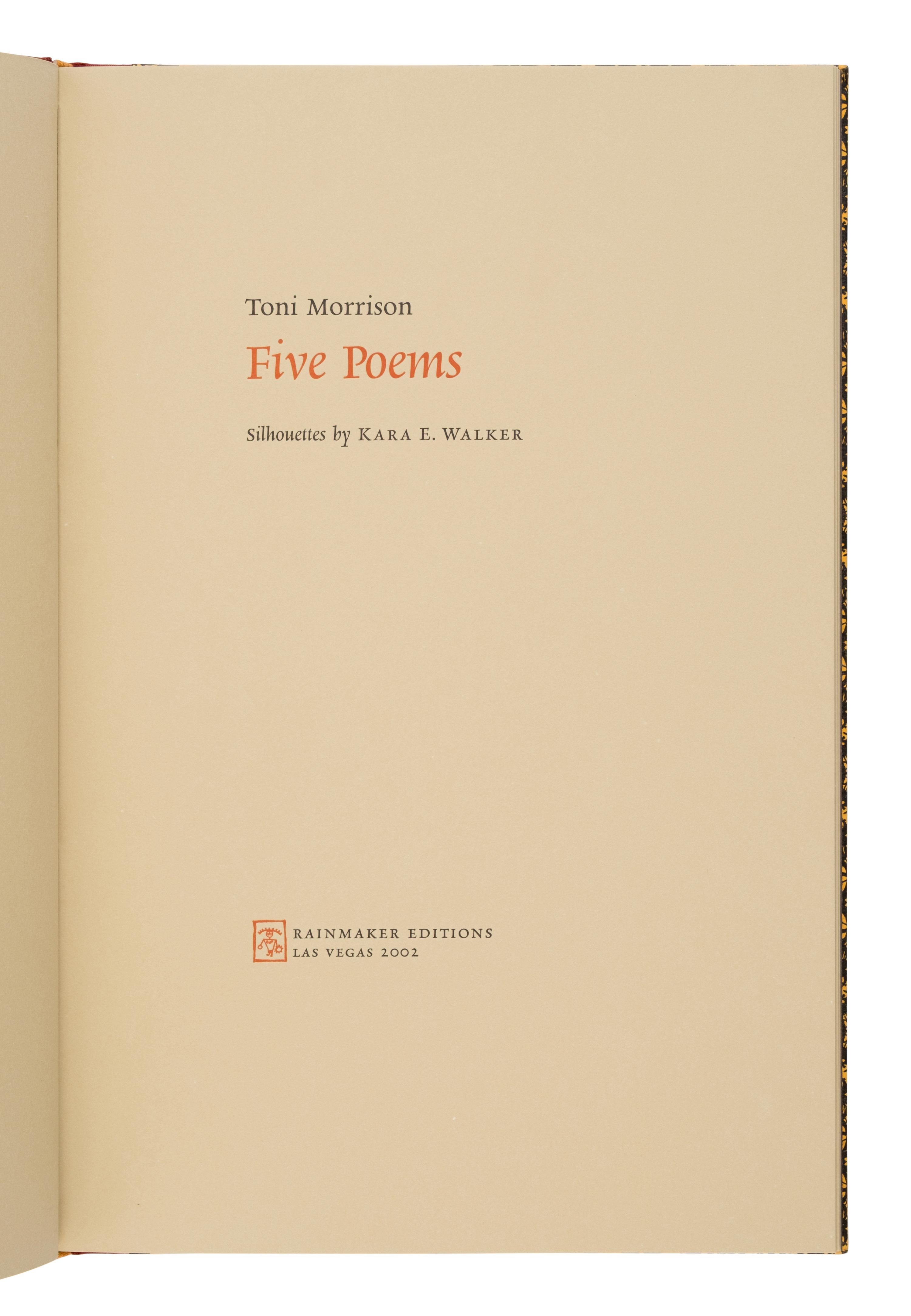 [Walker, Kara (b. 1969), artist]. -- Morrison, Toni (1931-2009). Five Poems . Las Vegas: Rainmaker Editions, 2002.