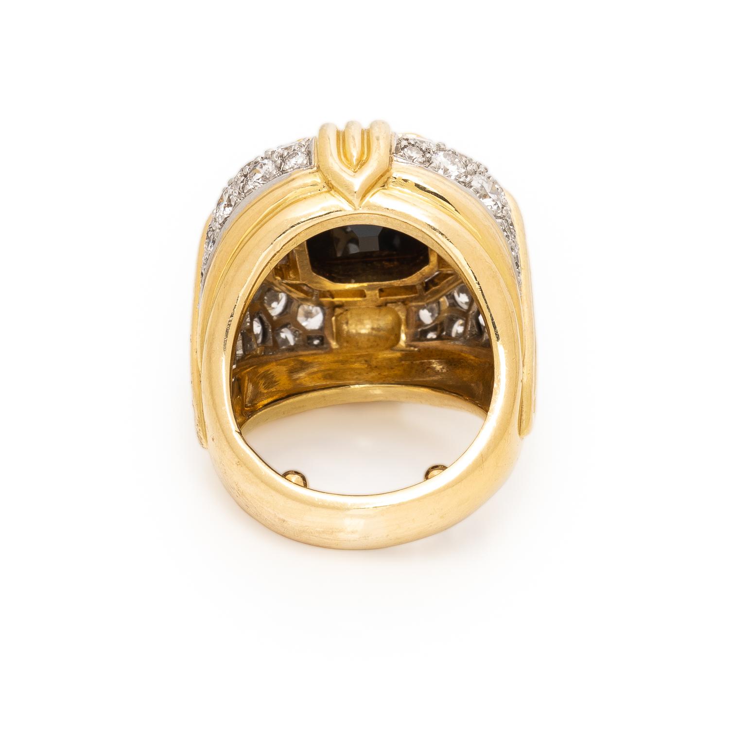 Turi, Onyx, Diamond, and Yellow Gold Ring