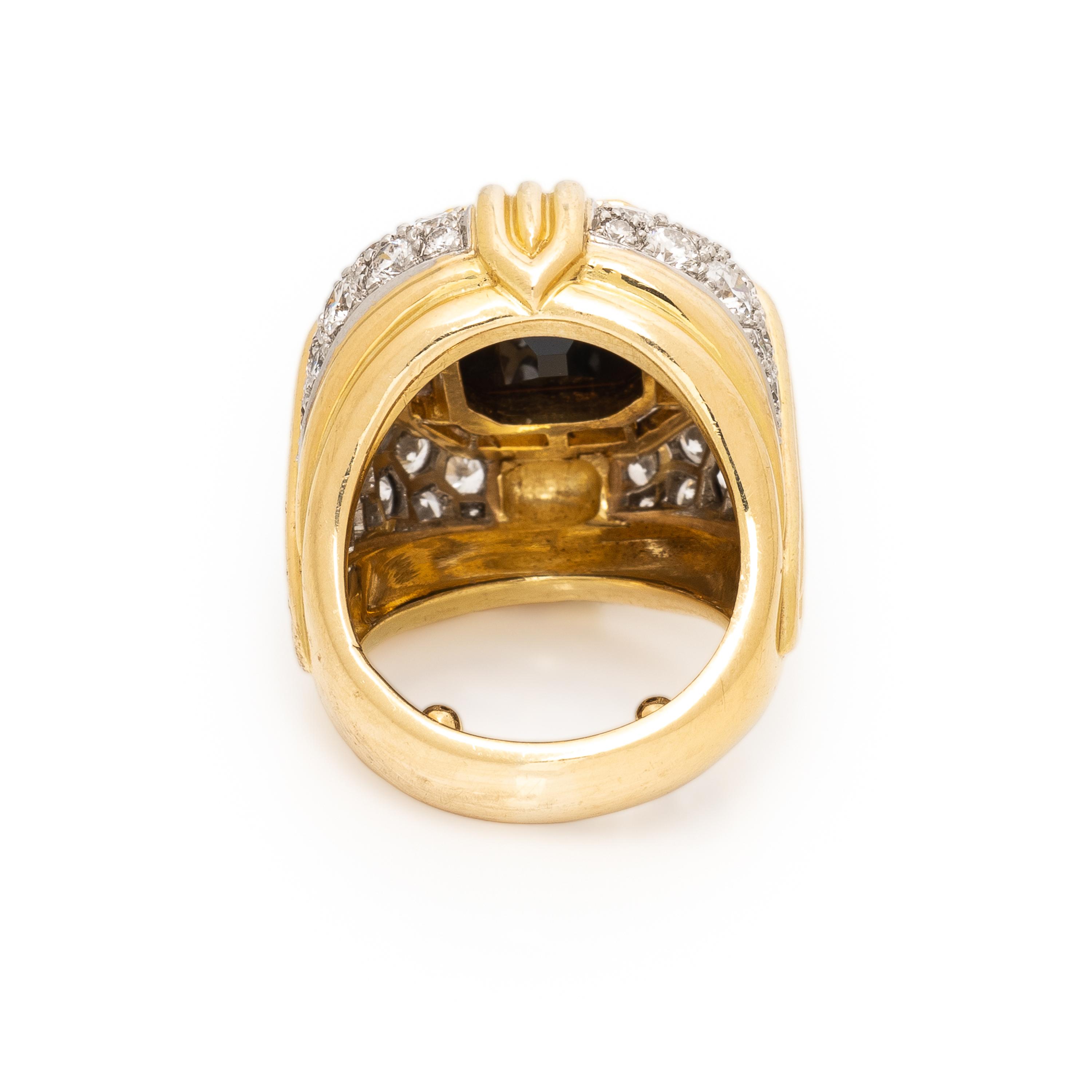 Turi, Onyx, Diamond, and Yellow Gold Ring