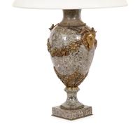 A Pair of French Marble and Gilt Bronze Mounted Urns