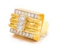 An 18 Karat Yellow Gold, Platinum and Diamond Ring, David Webb, 22.60 dwts.