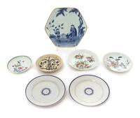 Seven Chinese Export Porcelain Plates Largest diameter 8 inches.