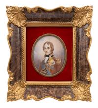 A Collection of Nine Framed Italian Miniature Portraits