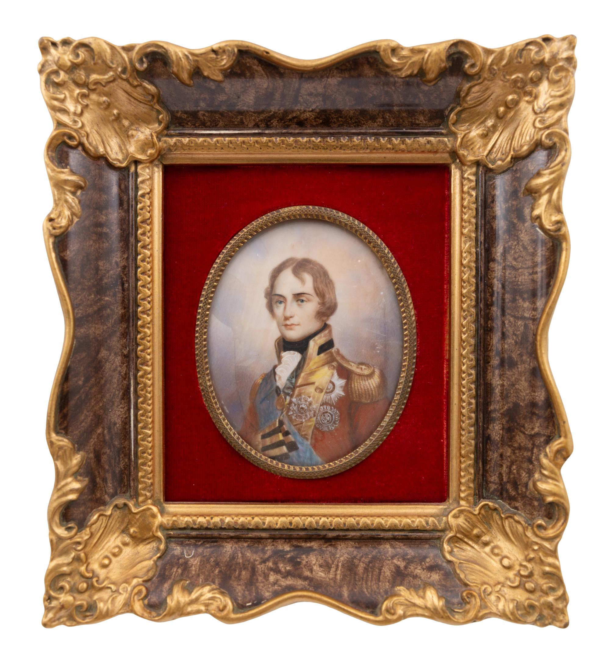 A Collection of Nine Framed Italian Miniature Portraits
