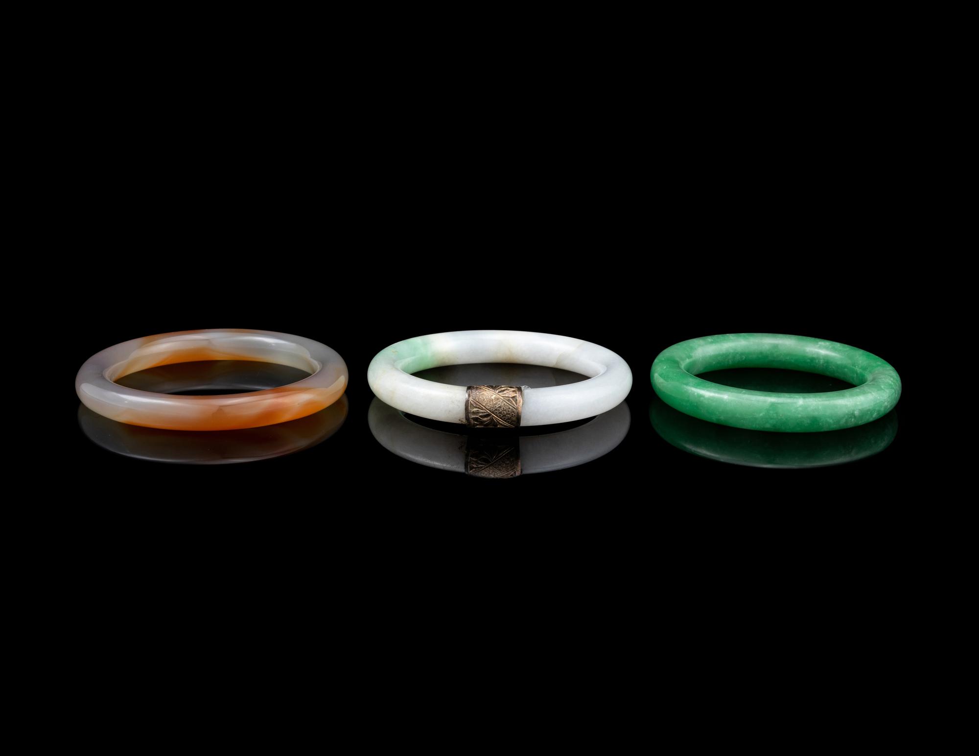 Three Chinese Hardstone Bangles