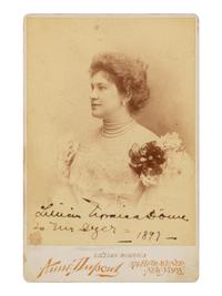 [19TH AND 20TH-CENTURY OPERA SINGERS]. A group of 8 photographs, cabinet photographs, cartes de visite, or photographic postcards of opera singers from the 1890s-1900s, most signed, comprising images of: