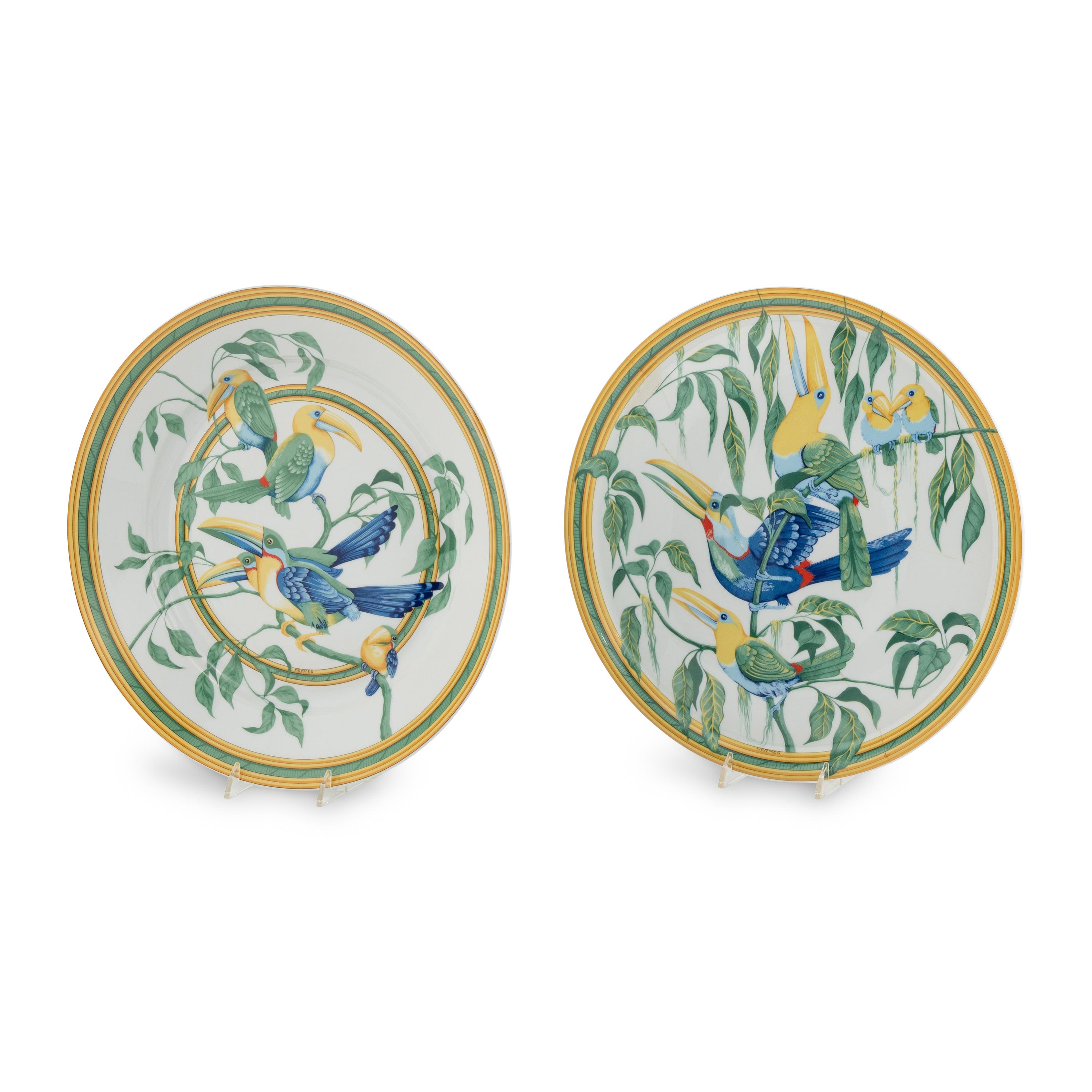 Two Hermès Toucans Porcelain Serving Articles