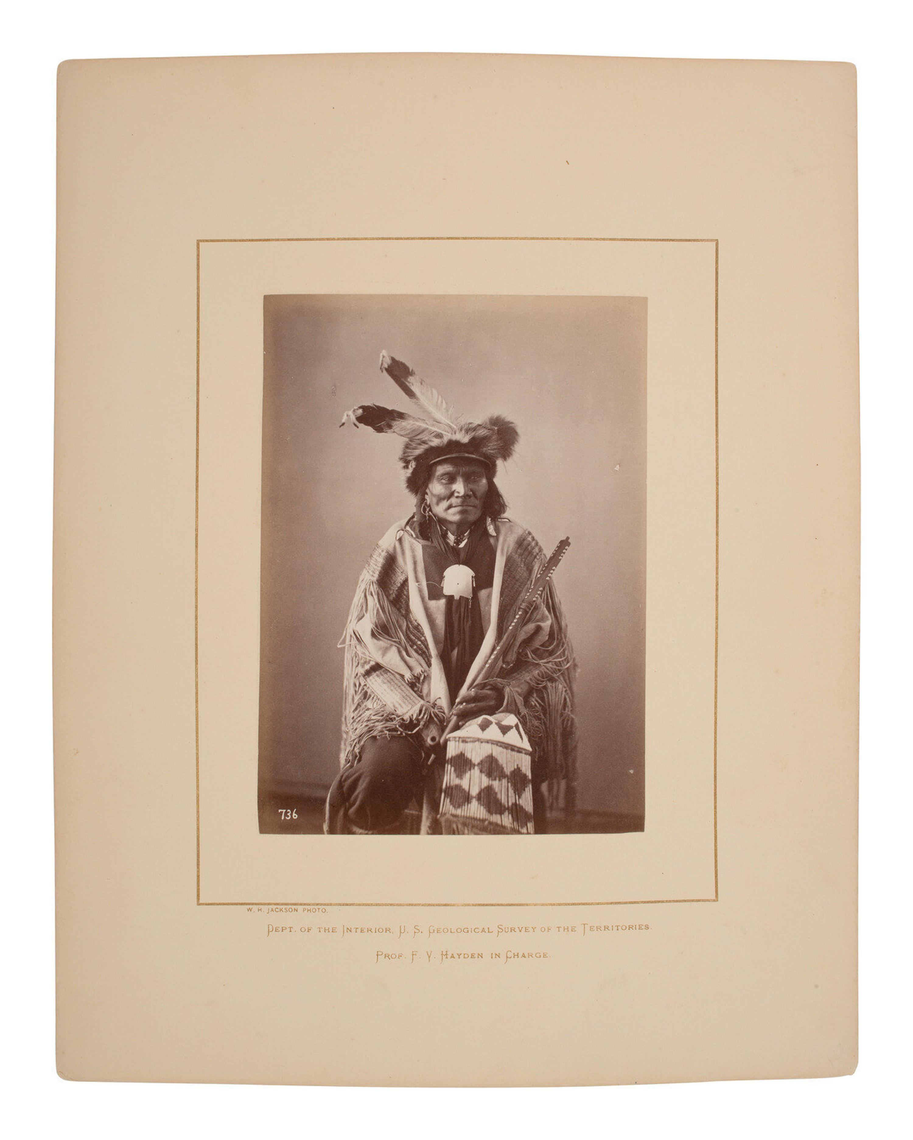 [Gardner, Alexander (1821-1882), photographer]. Albumen photograph of Long Fox, Dakota. [Washington, D.C., 1872].