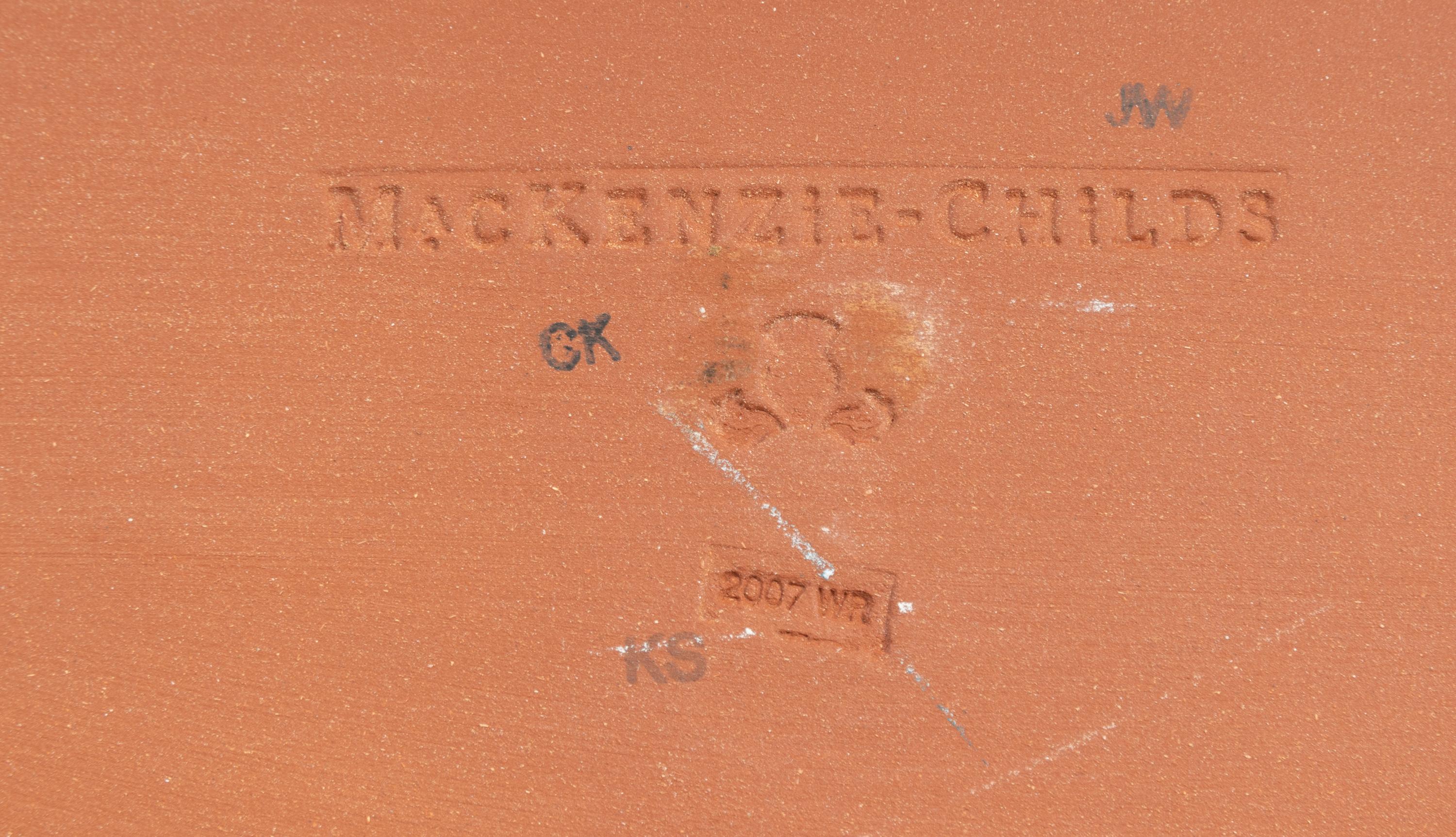A MacKenzie-Childs Courtly Checked Ceramic Serving Platter and a Metal Serving Tray