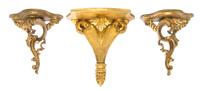 Two Pairs of Italian Giltwood Wall Brackets, Height of tallest 10 inches.