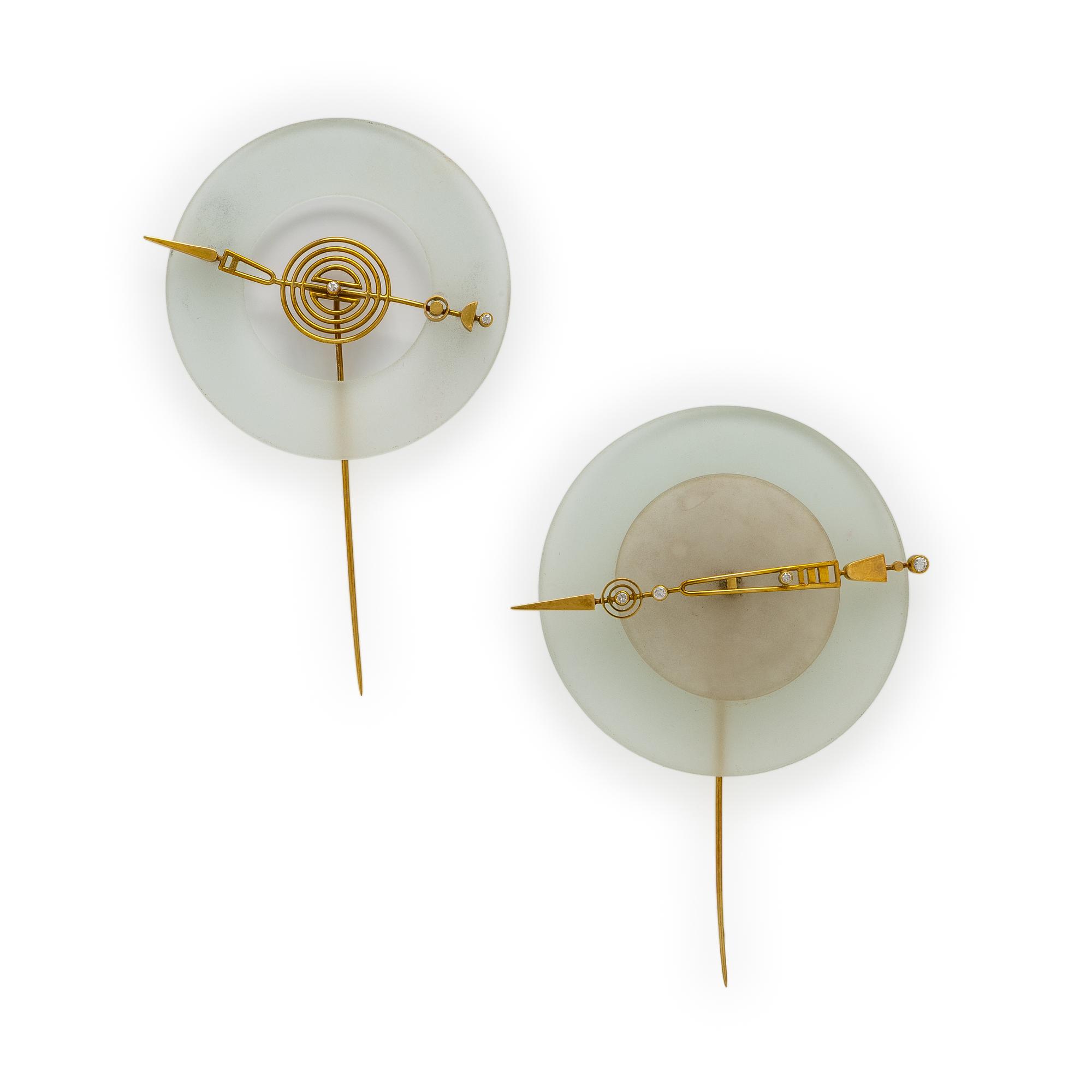 Wendy Ramshaw, 'Wedgewood Series', Pair of Yellow Gold, Diamond, and Jasperware Stick Pins