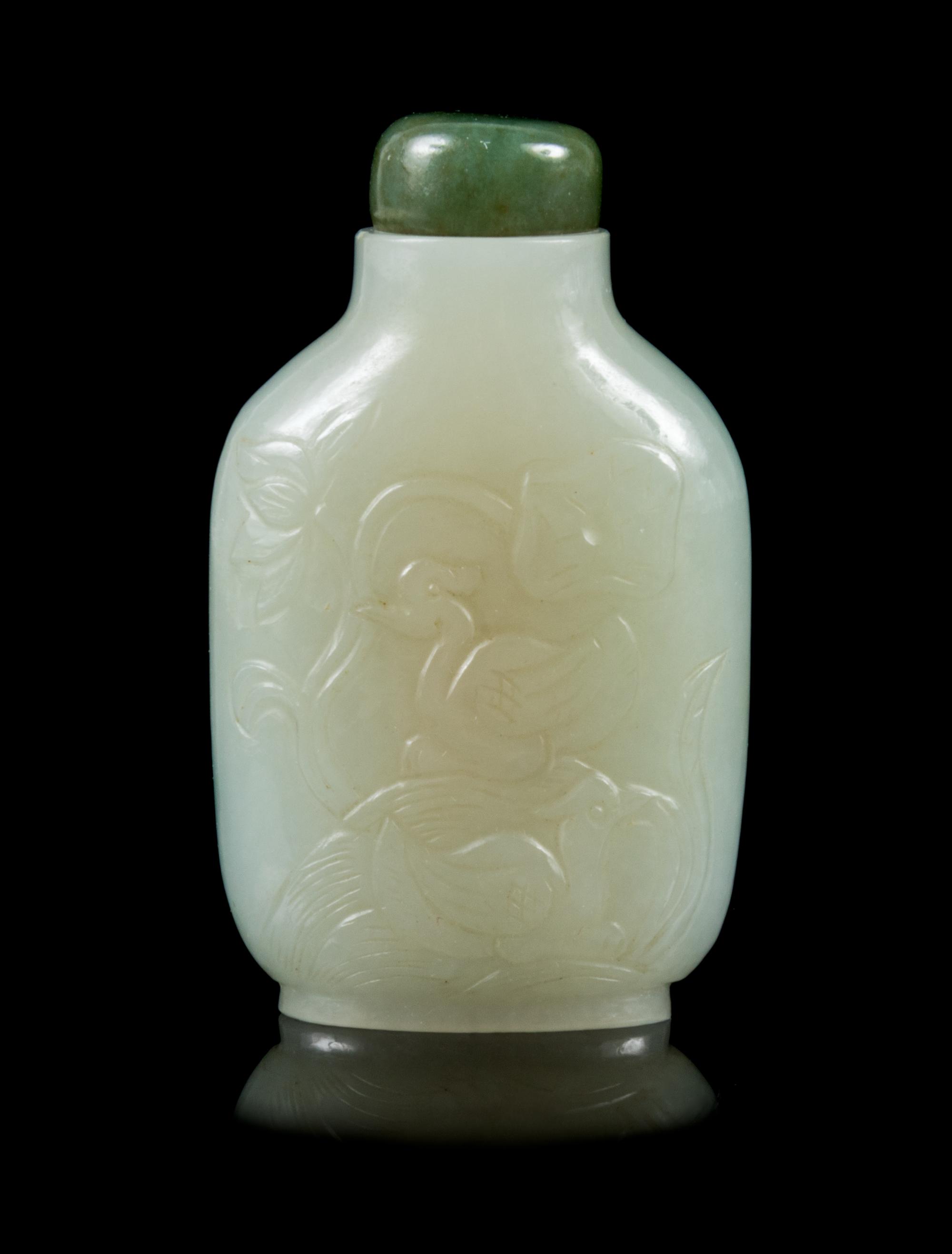 A Celadon Jade Snuff Bottle Height 2 5/8 inches. — 18TH/19TH CENTURY