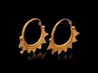 A Pair of East Roman Gold Earrings with Granulated Triangles