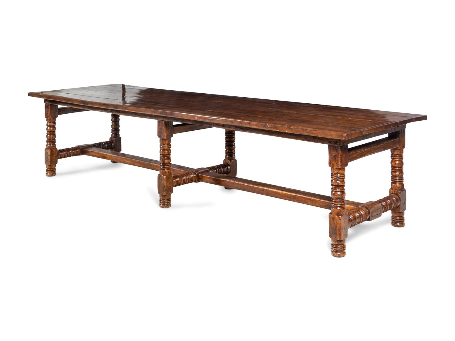 A Spanish or Portuguese Walnut Trestle Table