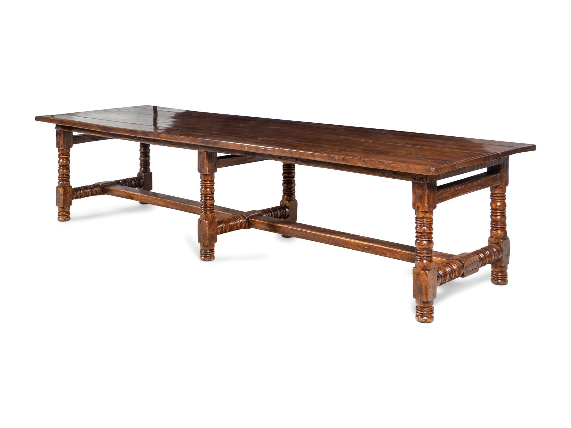 A Spanish or Portuguese Walnut Trestle Table